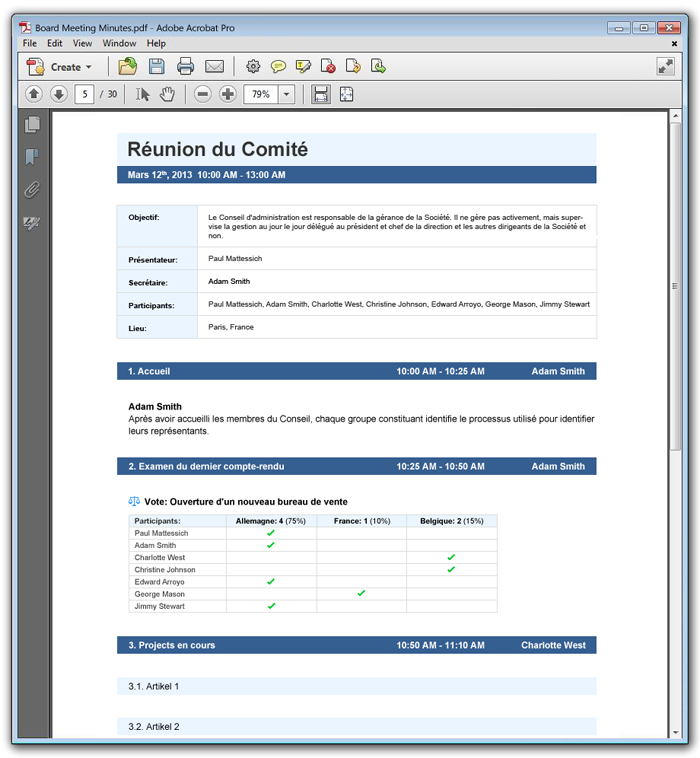 Exemple de compte-rendu de réunion